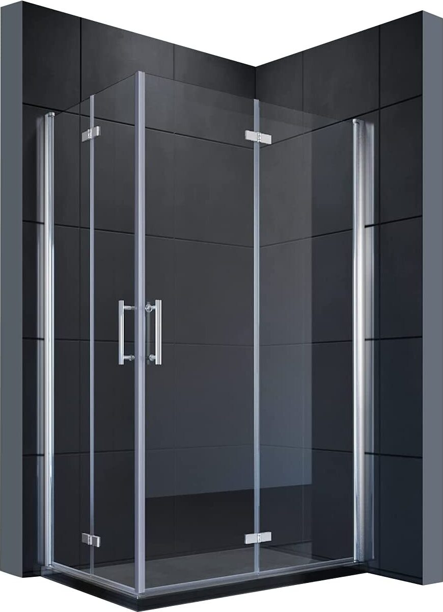 SONNI Duschkabine 100x90x195cm Eckeinstieg Bad Eckdusche Pendeltür Falttür Nano Glas Drehfalttür 180o