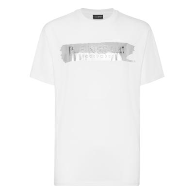 T-Shirt PLEIN SPORT "Kurzarm-Rundhals-T-Shirt", Herren, Gr. 3XL, weiß (01, weiß), Obermaterial: 100% Baumwolle, Shirts T-Shirt