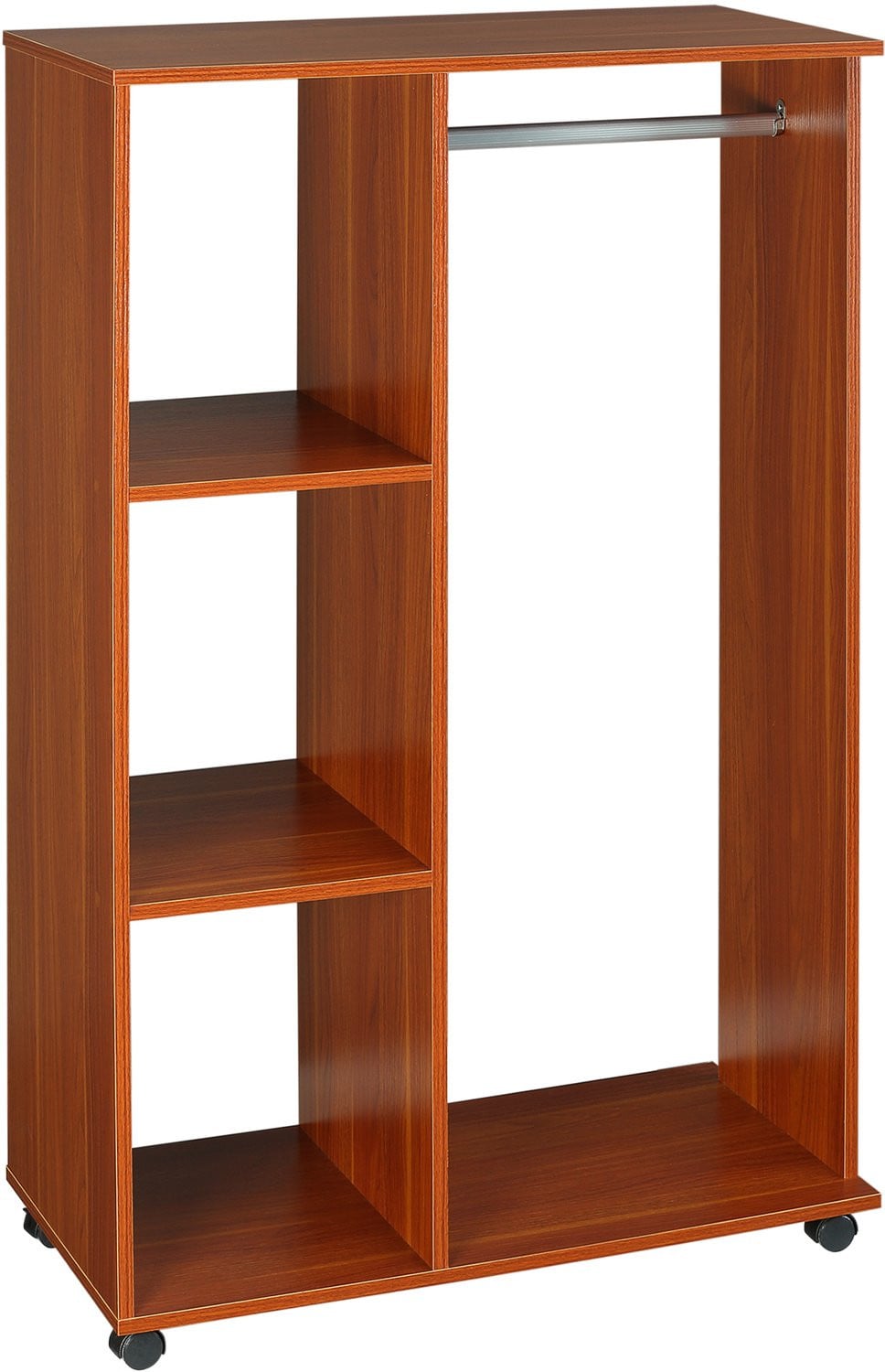 Verrijdbare kledingkast van hout in notenhoutkleur