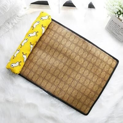 Uplift Essentials Natural Rattan Weave Summer Cooling Mat yellow Duck l