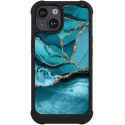 Nivocase Hülle für Apple iPhone 15 Stossfeste Handyhülle NIVOmax Case Schwarz Edelstein Glitzer Look Marmor (Apple iPhone 15), Smartphone Hülle, Schwarz