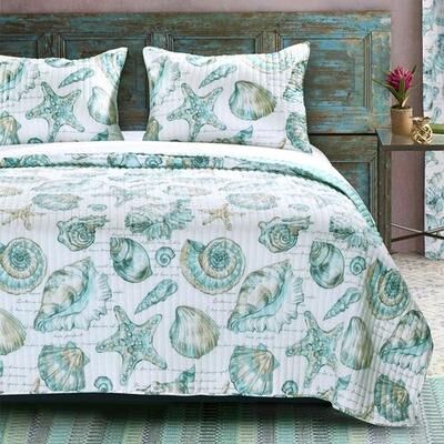 Greenland Trading Co. Cruz Mini Quilt Set Turquoise, Twin, Turquoise