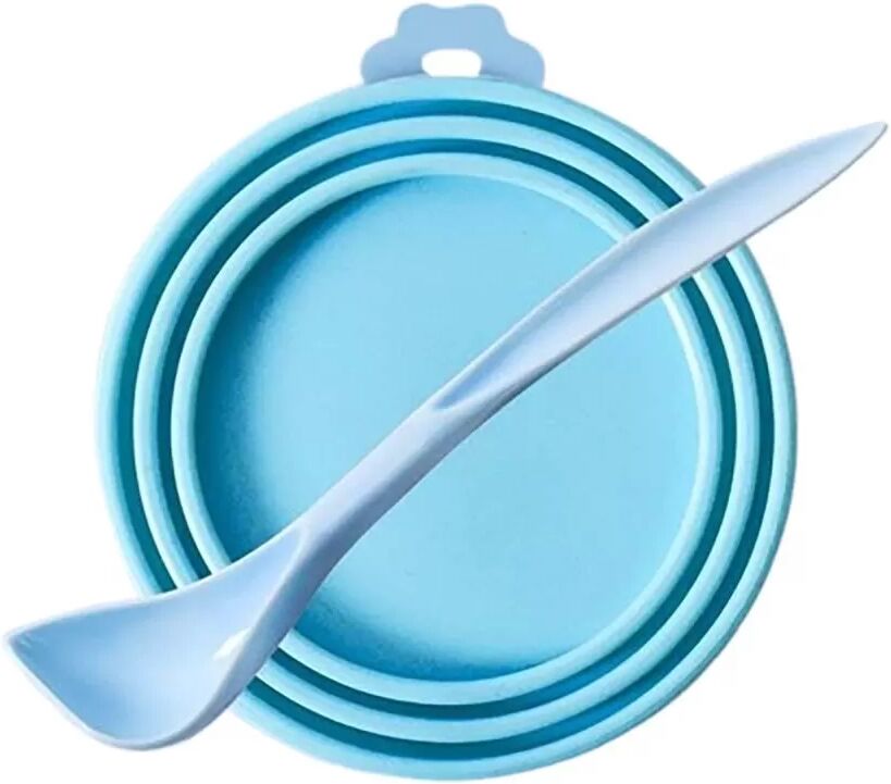INF Couvercle en Silicone Universel pour Boîte d'Aliments pour Animaux - Fraîcheur Garantie Bleu
