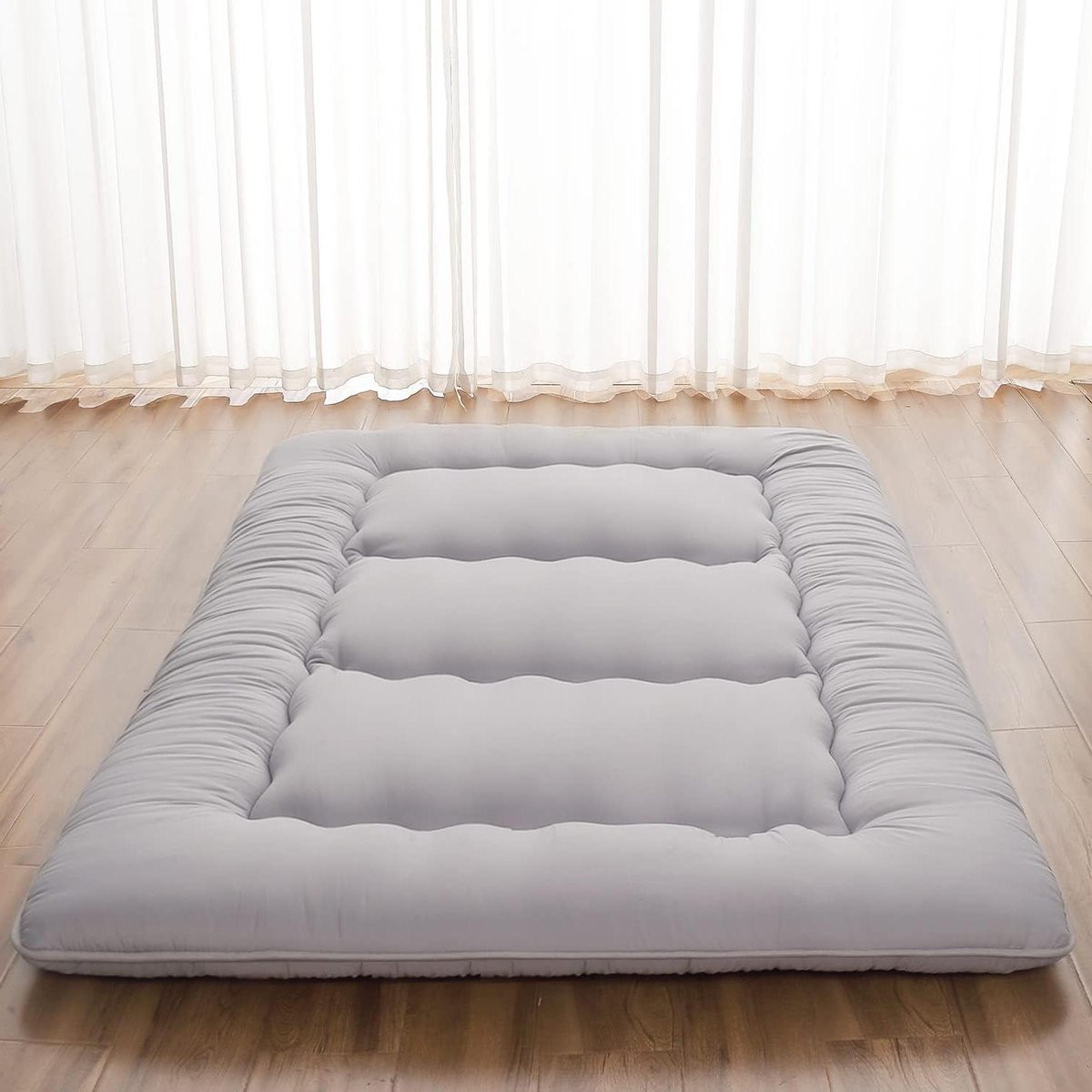 Japanse Vloermatras Futonmatras Tatami met Opbergtas - Grijs - B/D: 100 x 200 cm