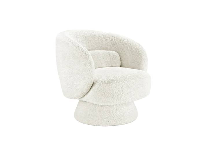 Drehbarer Design Loungesessel „Bossa Noca“ Bouclé Weiss Invicta Interiors
