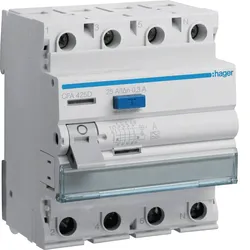 Hager CFA425D Fehlerstromschutzschalter 4 polig 6kA 25A 300mA Typ A