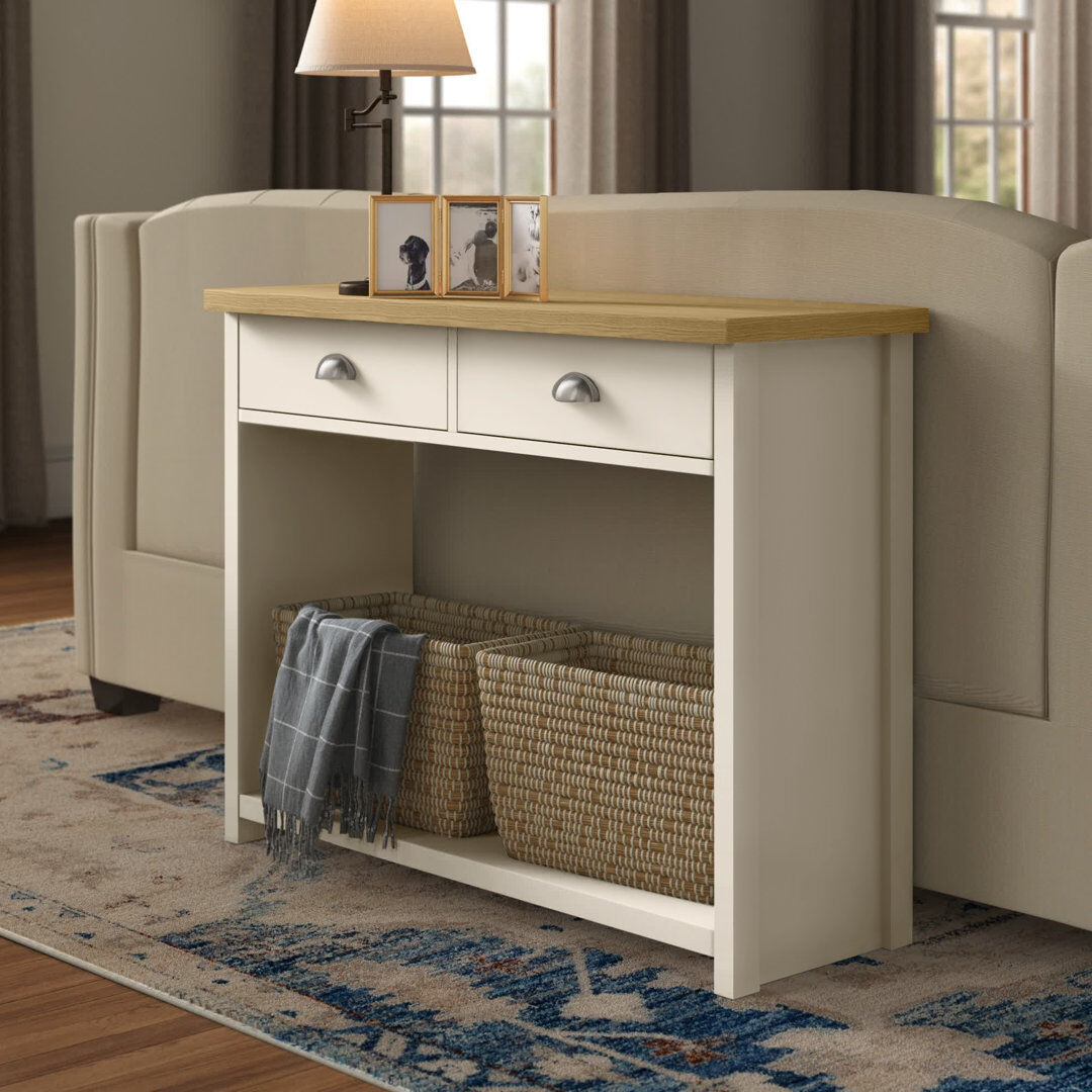 Three Posts Kerry 97cm Console Table Cream/Oak 76cm H X 97cm W X 35cm D