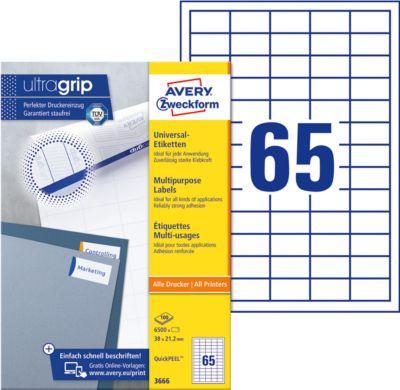 AVERY Zweckform Universal Etiketten 3666, ultragrip, A4, matt, 6500 Etiketten