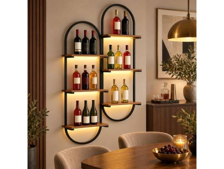 Rvtjy 2pcs Weinregal Wand Wandmontage, Weinglasregal, Platzsparend, Flaschenregal, Für die Wand