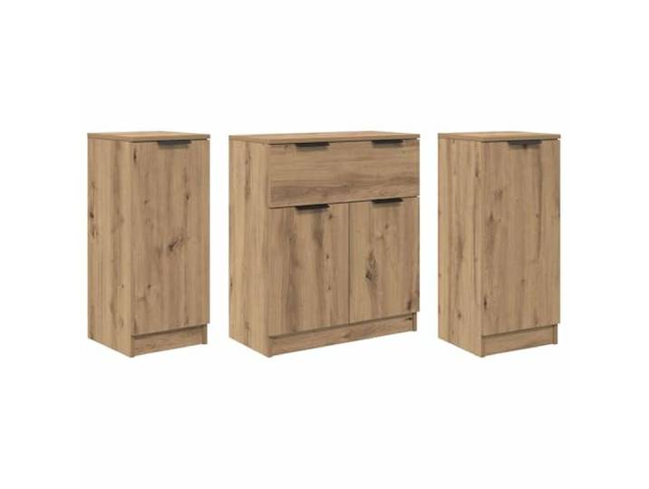 Kaorsrow 3er Set Sideboard Artisan-Eiche 120x30x70 cm Kommode Flexibles Flur- & Wohnzimmer-Möbel aus Holzwerkstoff mit 4 Türen und Metallgriffen für aufgeräumte Wohnbereiche.