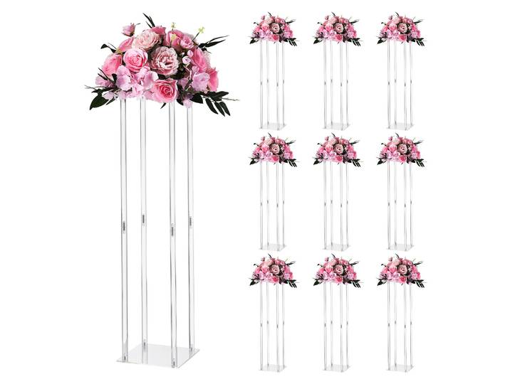 Vevor Support Fleur Mariage Colonne Lot De 10 Support Fleur Centre De Table Mariage Acrylique 80 Cm Presentoir Floral Pour Fetes\, Anniversaires\, Deco Interieure\, Pieds Cylindre Panneaux Transparents