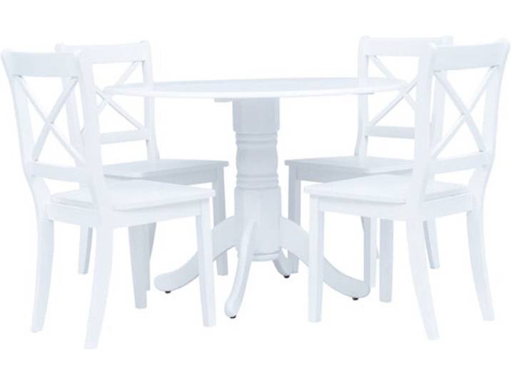 vidaXL - 5-delige - Eethoek - massief - rubberwood - wit