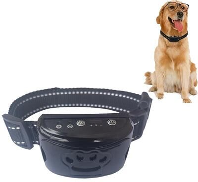 Everyday Crate Smart Rechargeable Waterproof Anti Bark Collar For Dogs With Intelligent Bark Detection bright Black