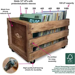 Retro Musique, Aufbewahrungsbox, Aufbewahrungsbox bis zu 100 Alben (34 cm)