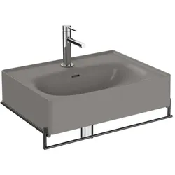 VitrA Equal Waschtisch-Set 66052 mit Waschtisch 60 cm, steingrau matt VC, mit Handtuchhalter Metall schwarz matt