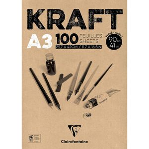 Clairefontaine Kraftpapier 96546C, braun, A3, 90 g/m², bedruckbar, 100 Blatt