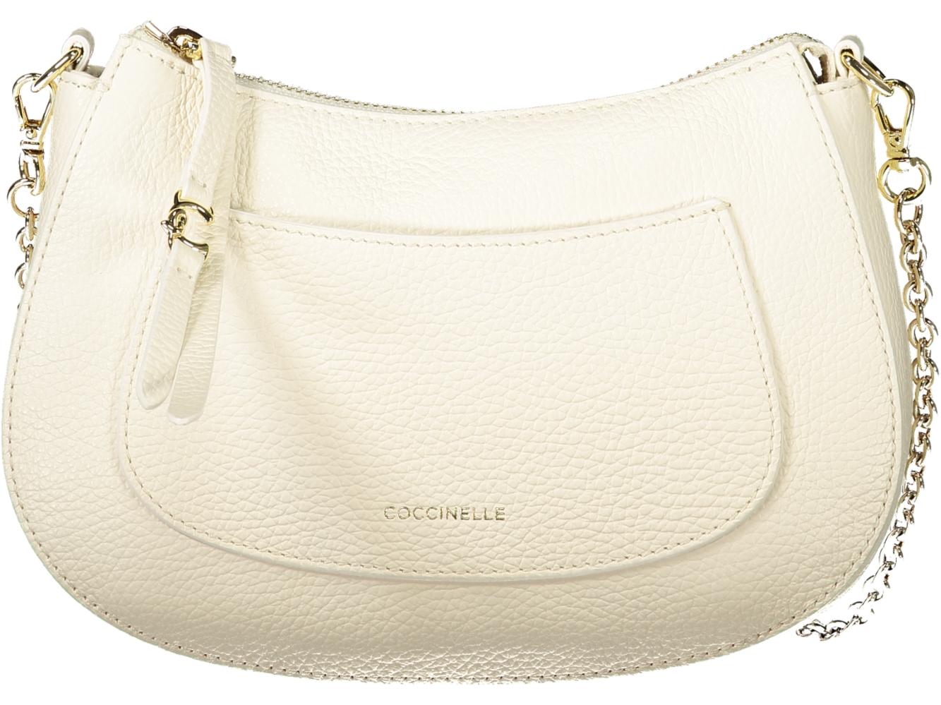 Elegante weiße Damentasche mit Kettenriemen, Reißverschluss & Tasche
