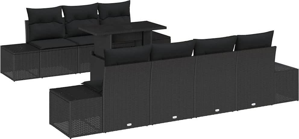 vidaXL Gartensofa-set 8 stk. Schwarz