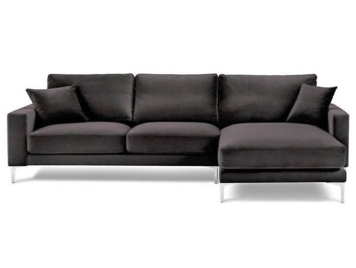 JVmoebel Ecksofa Schwarzes Samtsofa mit eleganten Metallfüßen und hohem Komfort, Made in Europa