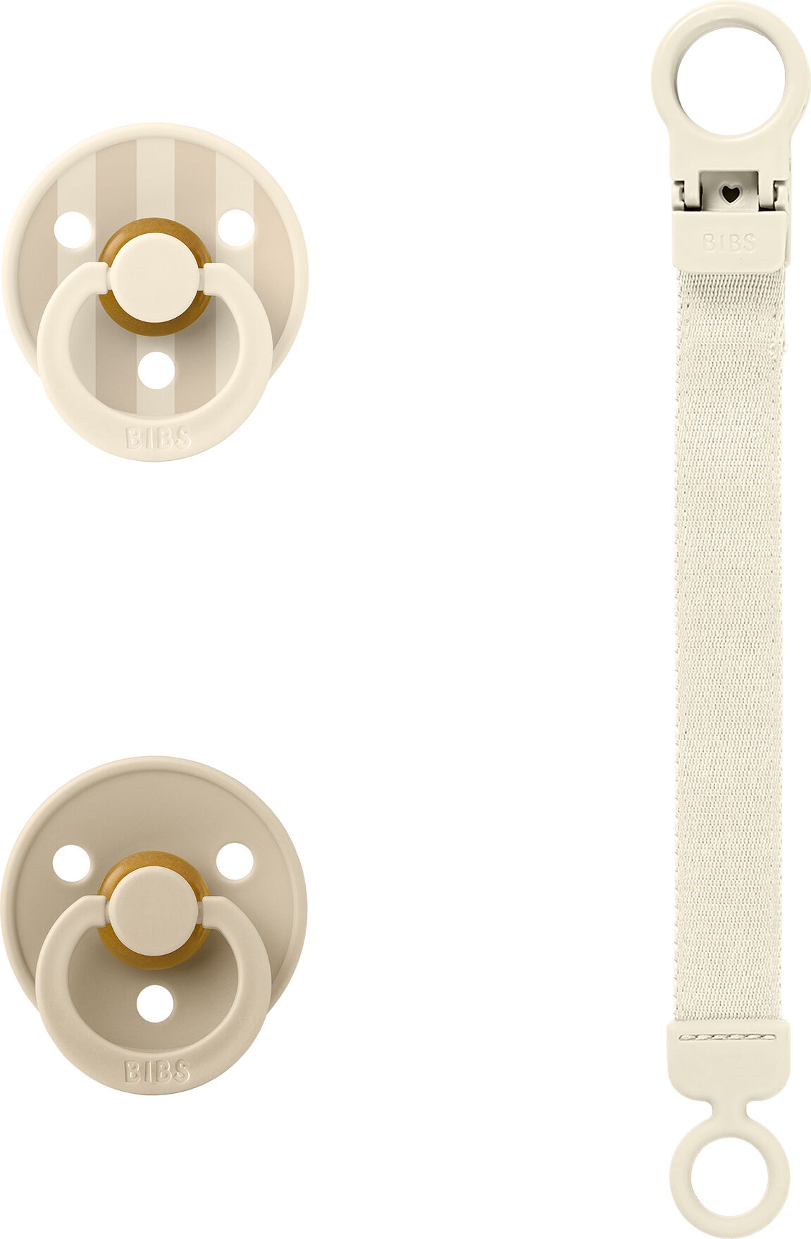 BIBS Colour Pacifier & Loop Clip Gift Set Latex Size 1 Ivory 3 stk