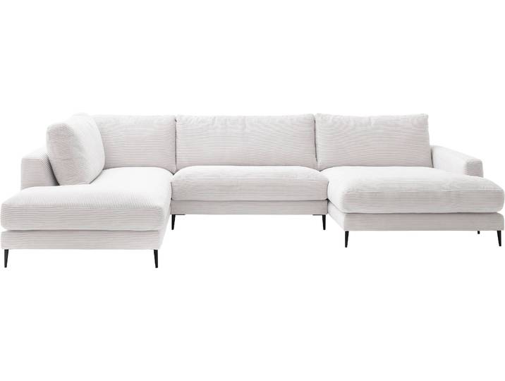 Wohnlandschaft HOME AFFAIRE Downtown XXL B/T/H: 341/223/84 cm Loungemöbel zum Relaxen , weiss (weiß), B:341cm H:84cm T:223cm, 88% Polyester, 12% Polyacryl, Sofas, Wohnlandschaft, weicher Sitzkomfort, Cord-Bezug, weicher Sitzkomfort U-Form