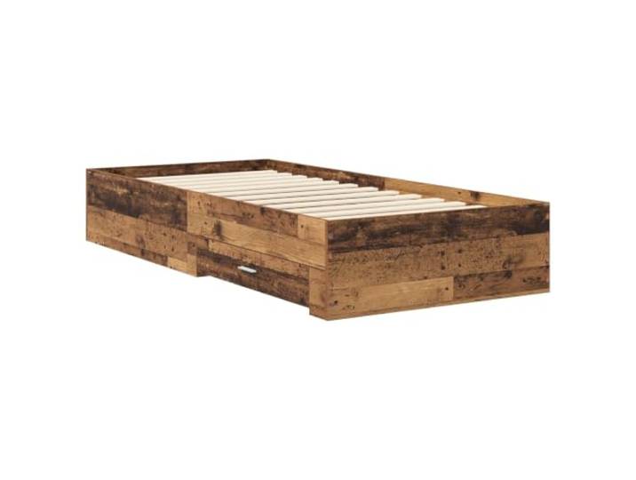 KTHLBRH Bett mit Schubladen aus antikem Holz, Gestell mit festen Latten Technisches Holz, rustikales Design, pflegeleicht, für Schlafzimmer
