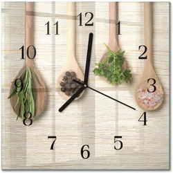 WANDUHR aus Glas 30x30 cm - Holzlöffel