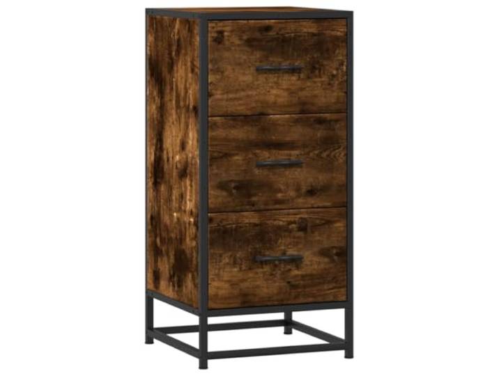 LASWWQMRF Sideboard Räuchereiche 35,5x35x76 cm Kommode Metall Kompakter Beistellschrank für Schlafzimmer und Flur mit 3 Schubladen und Tür für ordentliche Aufbewahrung.