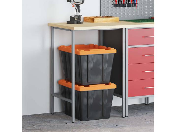vidaXL Ecktisch Grau 55 x 55 x 85 cm Stahl und hochwertiges Holz