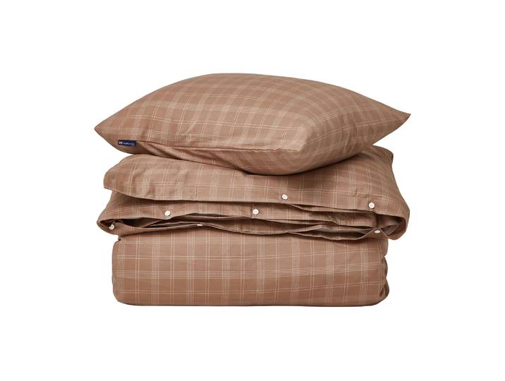 Lexington Ensemble de lit Checked Pin Point Oxford 220x220 cm Brown