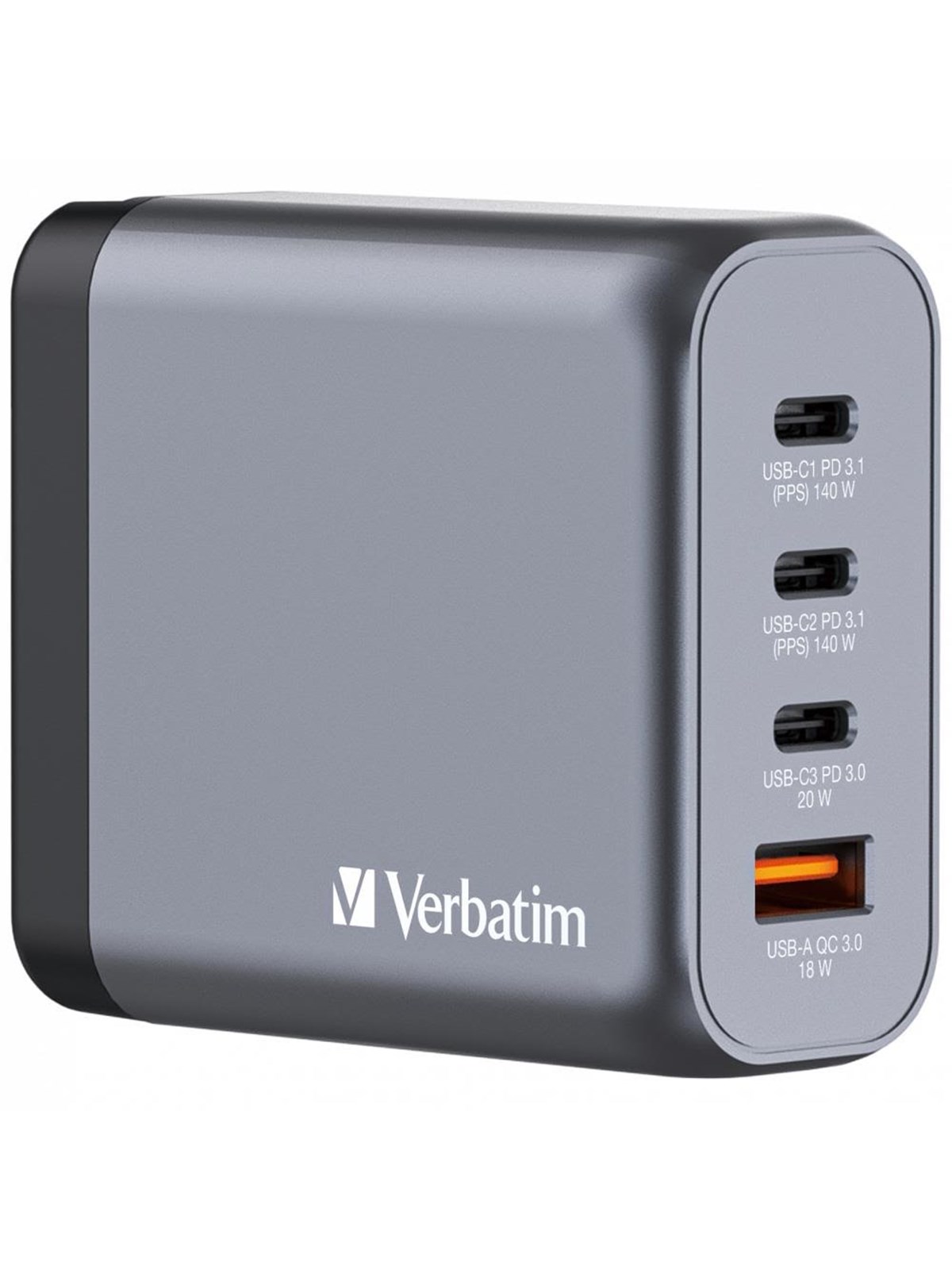 Verbatim power adapter - GaN - 3 x USB-C USB - 140 Watt