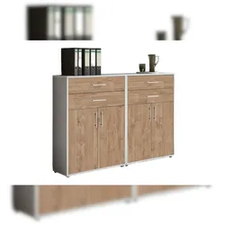 moebel-dich-auf Aktenschrank TABOR 17 in lichtgrau / Gold Harbor Oak, Schrankwand, Büroschrank, Metallgriffe