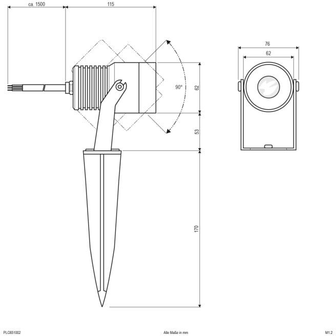 EVN Spot de jardin PLC651002 3000K anth IP65 (PLC651002)