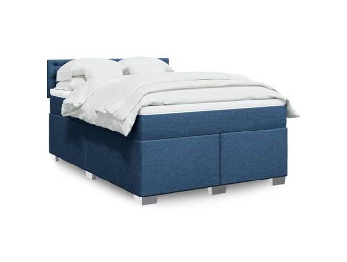 RJPLMFV Komplettes Bett, 140 x 190 cm, Blau, Polyestergewebe Individuelle Unterstützung, Taschenfedern, abnehmbarer Bezug, Kopfteil inklusive, Design Lattenrost