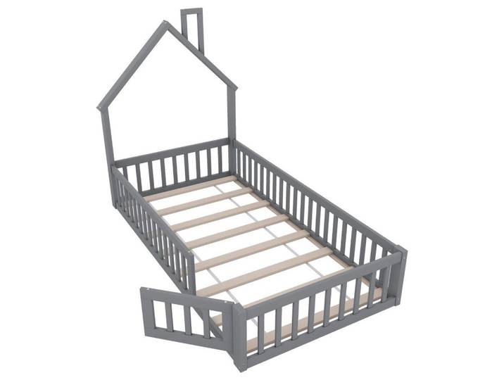 Komhtom Hausebett 90 x 200 cm mit Lattenrost in Grau, Holz, Mode, Rechteckig, 90x200 cm, Babymöbel & Kindermöbel, Kinderzimmer & Jugendzimmer, Kinderbetten, Spielbetten
