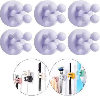 Inspire Picks Silicone Self Adhesive Toothbrush Holder Waterproof Multi Function Wall Hook For Bathroom Organization purple 6pcs