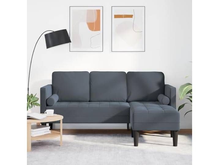 HEFZGDB L-Form Sofa 3-Sitzer mit Chaiselongue Dunkelgrau 160 cm Samt Modernes Wohnzimmer Polstermöbel Bequem Langlebig Nachhaltig Strapazierfähig