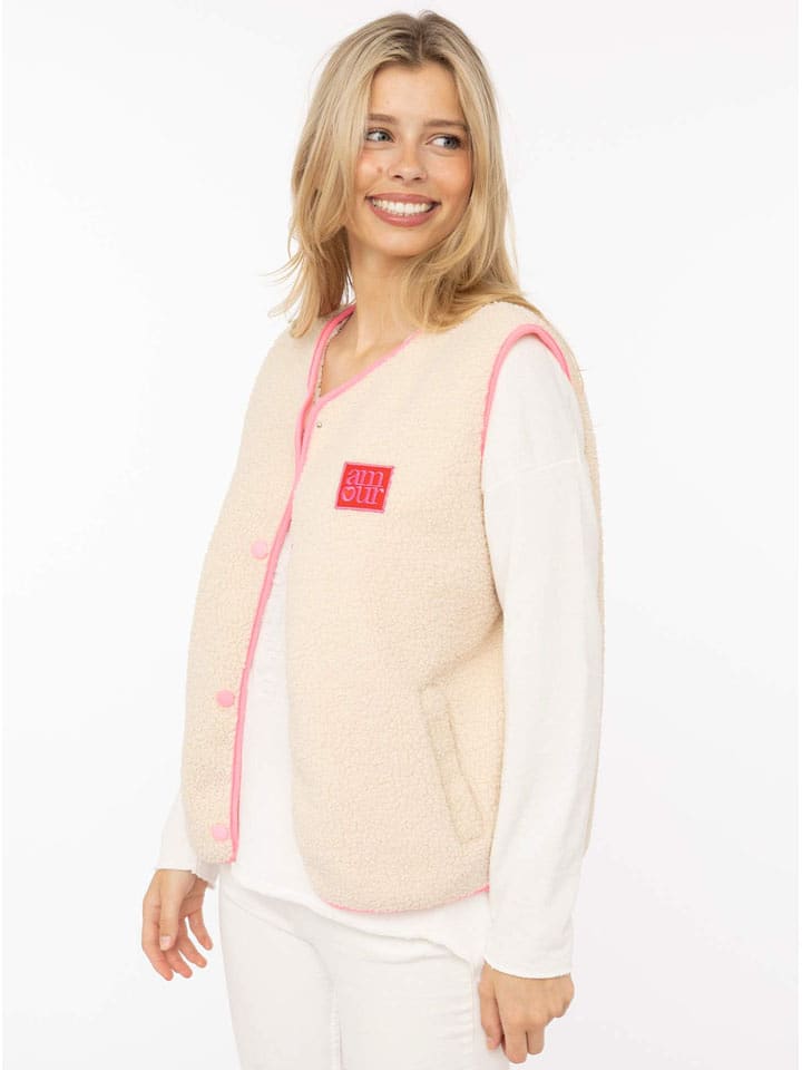 Zwillingsherz Teddyweste in Beige - XXL