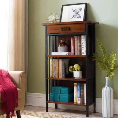 Design House Leick Home Mission Mantel Height Bookcase with Slatted Sides
