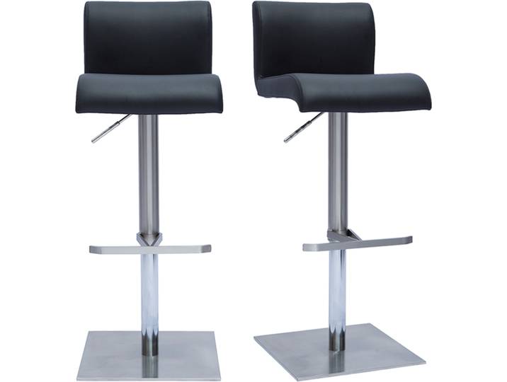 Design-Barhocker höhenverstellbar schwarz gebürsteter Edelstahl (2er-Set) SHEINA