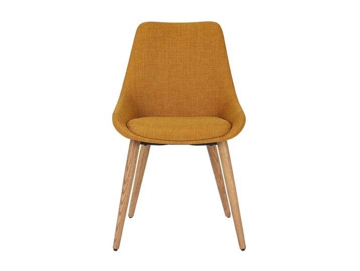 Chaise repas en tissu ocre pied chêne