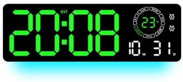 Inspired Deals Modern LED Digital Wall Clock With Date Temperature & Countdown green