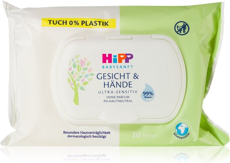 Hipp Babysanft Face & Hands lingettes nettoyantes pour bébé 20 pcs