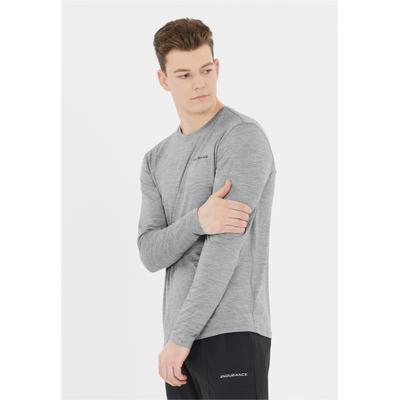 Langarmshirt ENDURANCE "Abdon", Herren, Gr. XL, grau (hellgrau), 95% Polyester, 5% Elasthan, unifarben, normal, Rundhals, Shirts Langarmshirt, mit Quick Dry-Technologie