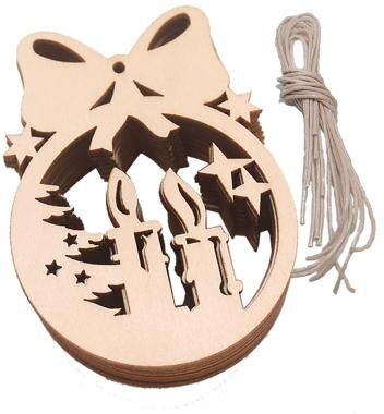 Inspired Deals 10PCS Wood Christmas Ornaments Hollow Carved Christmas Tree Decorations For DIY Holiday Decor candle