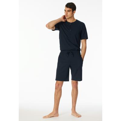 Pyjamahose SCHIESSER "Mix + Relax", Damen, Gr. 50, N-Gr, blau (803, dunkelblau), Single Jersey, Obermaterial: 100% Baumwolle, bequem kniefrei, Hosen Pyjamahose, mit seitlichen Taschen, Single-Jersey Qualität