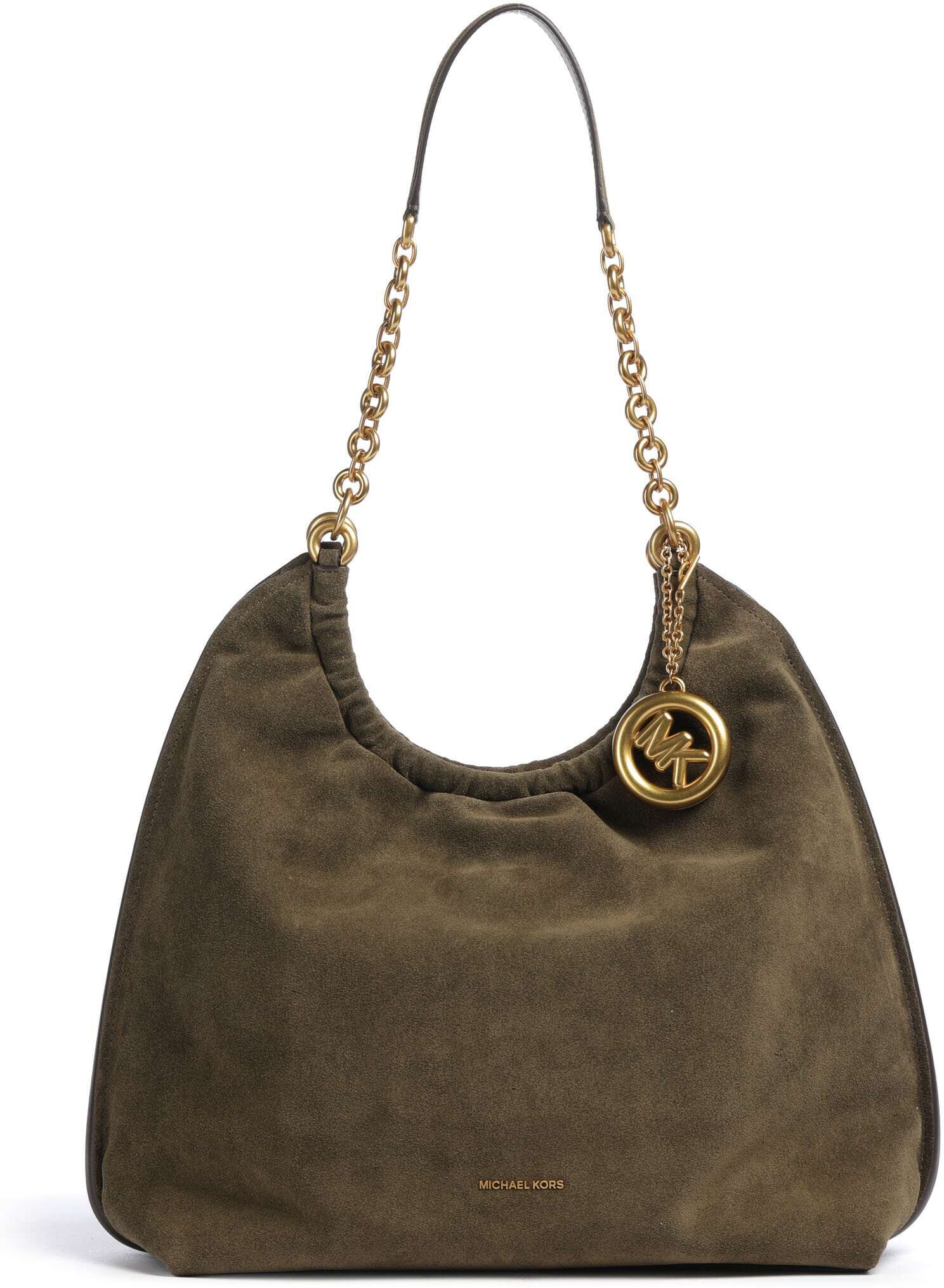 Michael Kors Indie Large   Leer Hobo tas   olijf