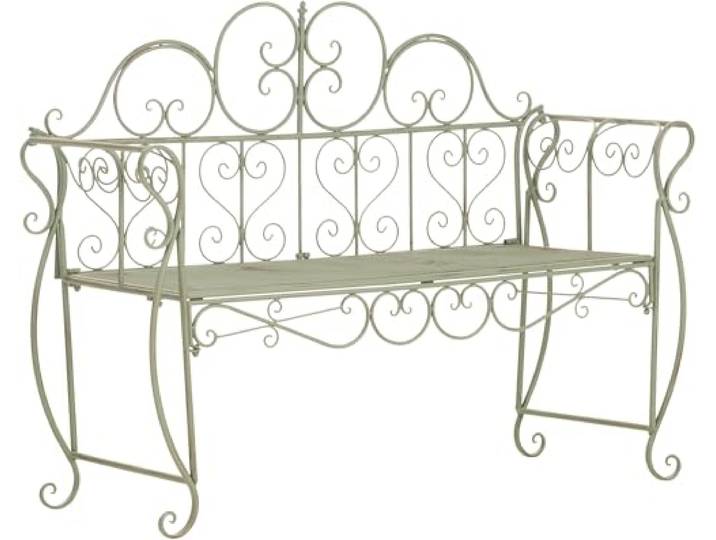 CLP Banc de Jardin Minna en Metal Style Art Nouveau\, avec accoudoirs\, Ideal Jardin\, terrasse et Balcon\, Charge Max 180 kg Couleur Vert Antique