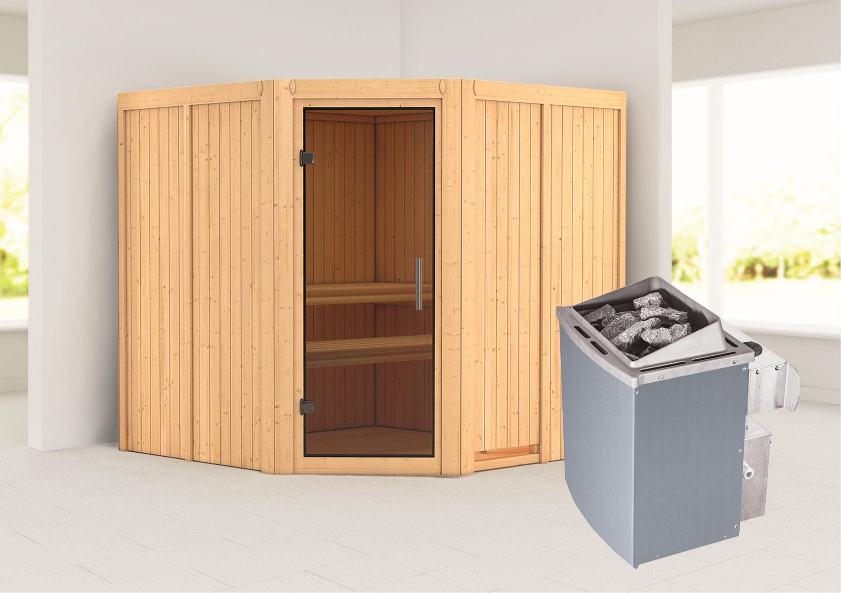 KARIBUHOLZT Sauna Jarin Eck, 9kW integr.Strg graphitf. GGT 09221871