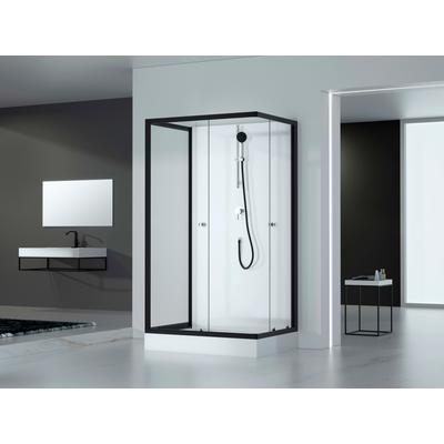 Komplettdusche MARWELL "Black and White", weiß, B:110cm H:200cm T:80cm, Duschkabinen, inkl. Armaturen
